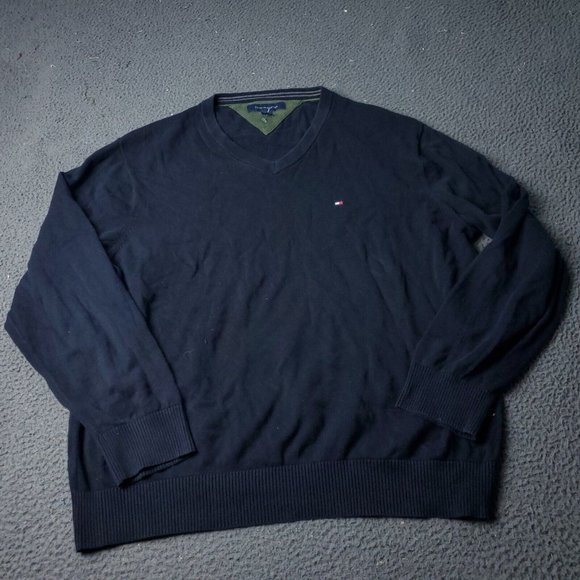 Tommy Hilfiger V Neck Sweater Mens XL Blue - Picture 12 of 12